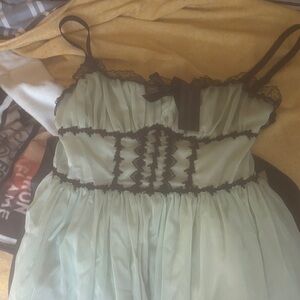 Dolls Kill Mint and Black Lace Dress